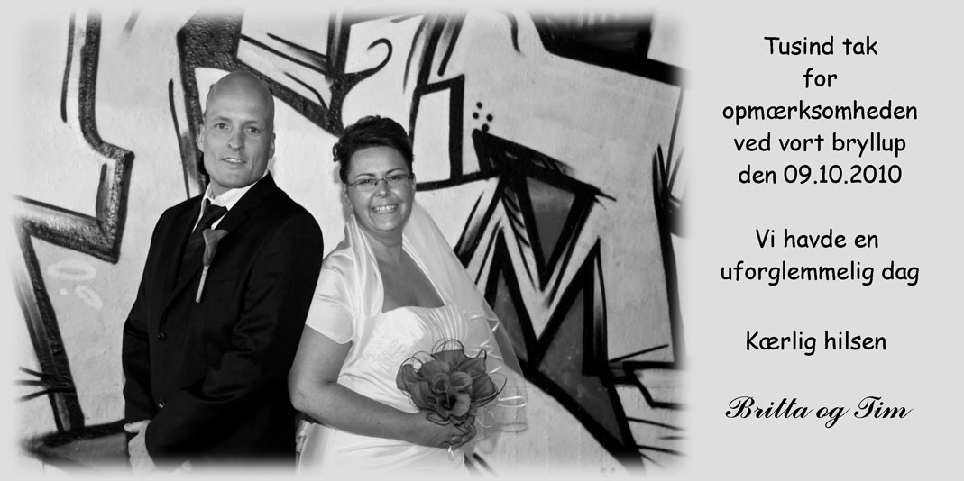 Takkekort fra brudeparret